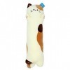 Vintoys Long coussin en peluche en forme de chat endormi - Blanc laiteux - 66 cm