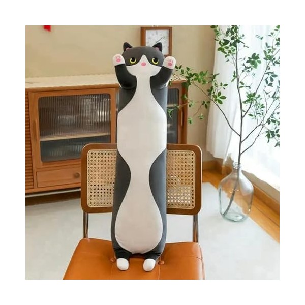 NOpinz Nouveau Mignon Doux Long Chat Oreiller en Peluche Jouet en Peluche Bureau Sieste Oreiller Lit Sommeil Oreiller Décorat
