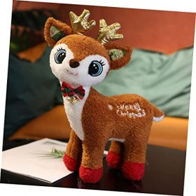 Abaodam 2 Pièces Peluche De Noël Animaux en Peluche Moelleux Peluche De Cerf Décor De Cerf Décoration De Noël en Peluche Cerf