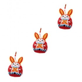 Abaodam 3 Pièces Ornement De Lapin Wufu Lapin Animal en Peluche Chinois Décorations Darbres du Nouvel an Chinois 2023 Poupée