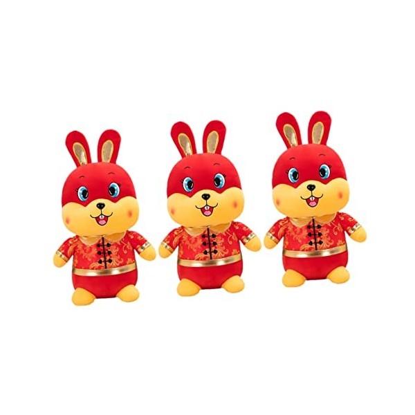 Toyvian 3 Pièces Poupée Lapin du Nouvel an Cadeaux Souvenirs Chinois 2023 Poupées Lapin du Nouvel an 2023 Lapin du Zodiaque C