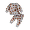 Déguisement Tenue Halloween Bébé Vêtements Imprimé Citrouille Sweat + Pantalon Costume dHalloween Ensemble 2 Pièce Nouveau-n