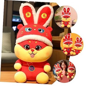 ibasenice 2 Pièces Année De La Poupée Lapin Jouet De Mascotte en Peluche Jouets en Peluche Mini-Animaux Jouets en Peluche De 