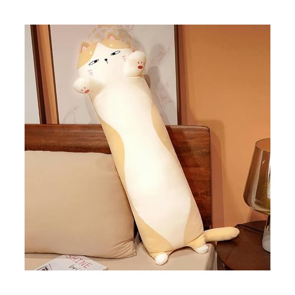 Kawaii Peluche Chat Long Oreiller Jouet Animal Chaton poupée créatif Bureau Sieste Tapis Enfants Fille Cadeau 90cm 1