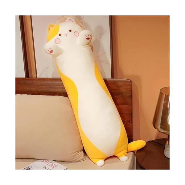 Kawaii Peluche Chat Long Oreiller Jouet Animal Chaton poupée créatif Bureau Sieste Tapis Enfants Fille Cadeau 90cm 1