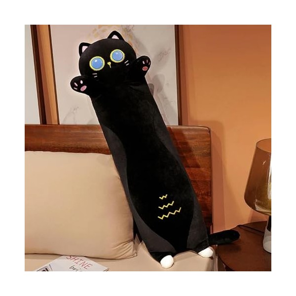 Kawaii Peluche Chat Long Oreiller Jouet Animal Chaton poupée créatif Bureau Sieste Tapis Enfants Fille Cadeau 90cm 1