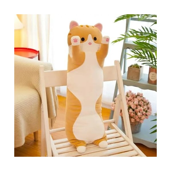 NOpinz Nouveau Mignon Doux Long Chat Oreiller en Peluche Jouet en Peluche Bureau Sieste Oreiller Lit Sommeil Oreiller Décorat