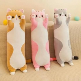 NOpinz Nouveau Mignon Doux Long Chat Oreiller en Peluche Jouet en Peluche Bureau Sieste Oreiller Lit Sommeil Oreiller Décorat