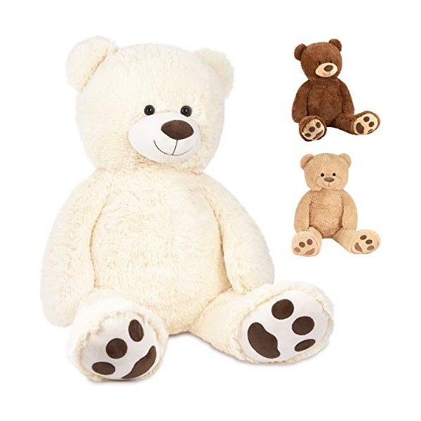 BRUBAKER - Peluche géante XXL - Ours/Nounours - 100 cm - Ultra Douce & Mignonne - Blanc