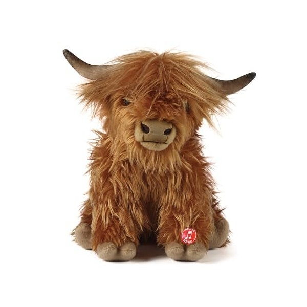 Living Nature Vache Highland en Peluche Marron | Peluche Moelleuse dAnimal de Ferme avec Son | Cadeau pour Enfants | Peluche