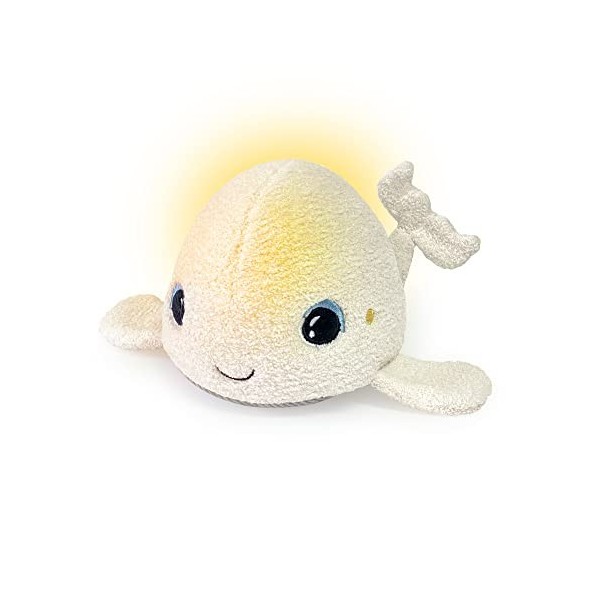 Pabobo Béluga Peluche Sommeil Veilleuse multicolore et berceuse et Bruits Blancs. Peluche super douce Oeko-tex. lavable modu