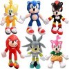 wiztex Sonic The Hedgehog Lot de 6 poupées en peluche, 28 cm, Sonic The Hedgehog en coton, jouets en peluche pour enfants