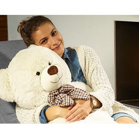 DEUBA Ours en Peluche Nounours XL crème Doudou Peluche Ours en Peluche Teddy Modèle 100 cm
