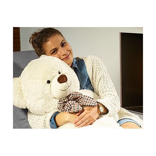 DEUBA Ours en Peluche Nounours XL crème Doudou Peluche Ours en Peluche Teddy Modèle 100 cm