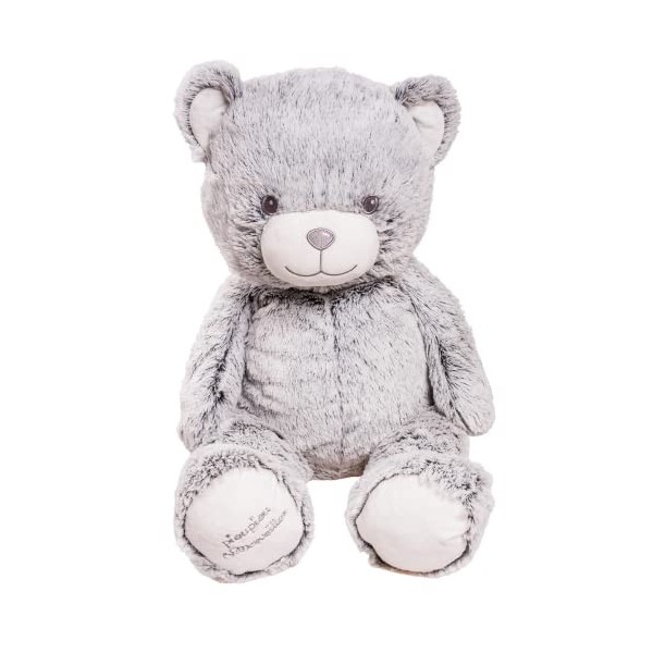 Pioupiou et Merveilles Peluche Géante Fabrication Française XXL Gaston Ours Gris - 80 CM de Haut - Peluche Géante Toute Douce