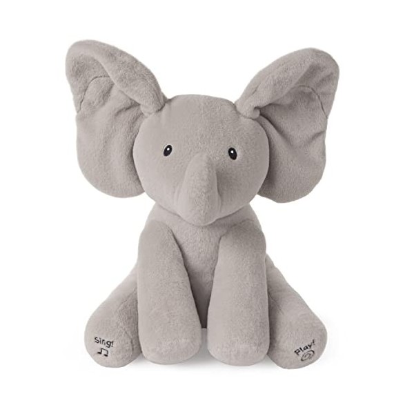 GUND Flappy LÉLÉPHANT Peluche Interactive pour Bébé – Bouge, Parle et Chante en Français pour lÉveil de Votre Enfant – Pelu