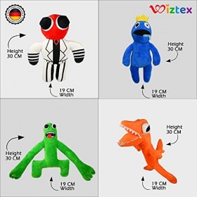 Wiztex Collection Rainbow Friends - Lot de 5 jouets en peluche - Magnifiquement animés - Inspiré des fans de Roblox et Rainbo