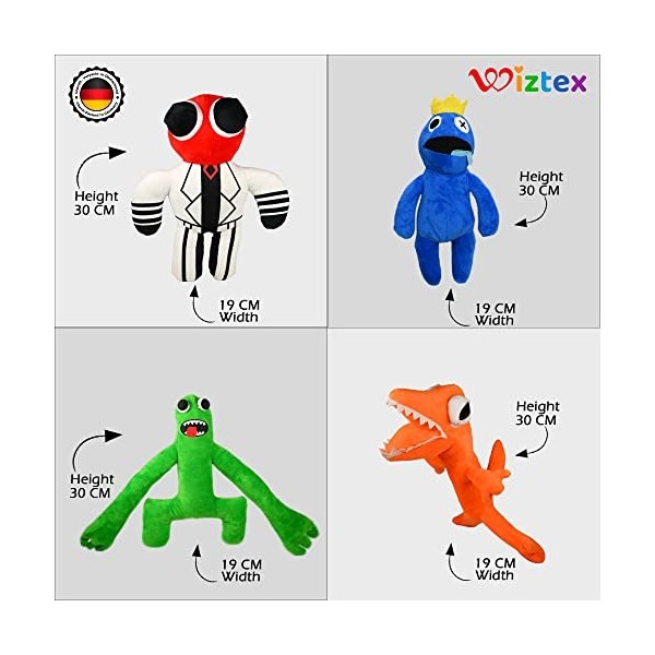 Wiztex Collection Rainbow Friends - Lot de 5 jouets en peluche - Magnifiquement animés - Inspiré des fans de Roblox et Rainbo