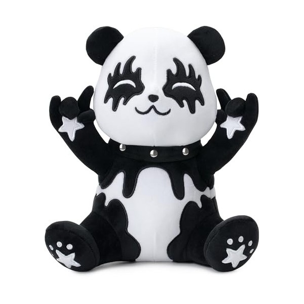corimori Doudou 25 cm Tin der Metal Panda | Peluche Panda pour les fans de Kiss Noir et Blanc