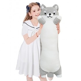 Aiuidun Long Shiba Inu en Peluche Chien Corgi géant Coussin en Peluche Doux Long Chien en Peluche Jouet Câlin Coussin Cadeaux