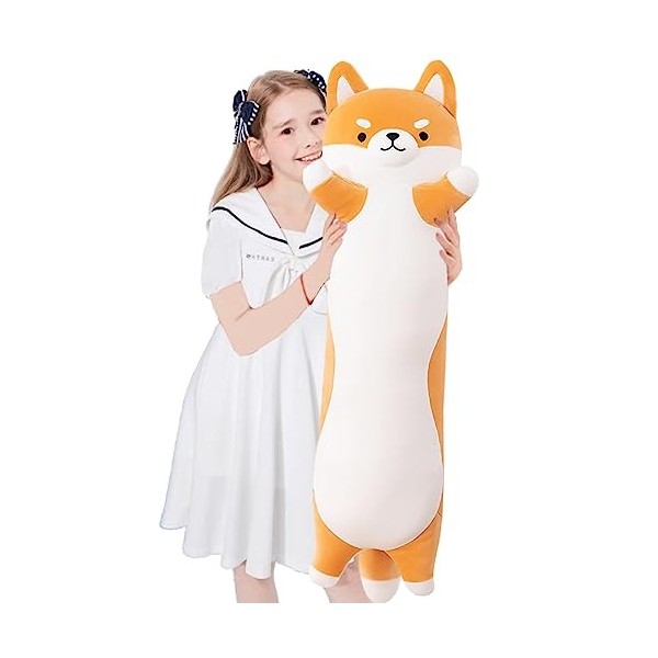 Aiuidun Long Shiba Inu en Peluche Chien Corgi géant Coussin en Peluche Doux Long Chien en Peluche Jouet Câlin Coussin Cadeaux