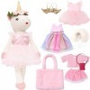 Tacobear Peluche Licorne Cadeau Anniversaire Fille 3-10 Ans Licorne Fille avec Dress Up Accessoires Vêtements à Langer Sac Li