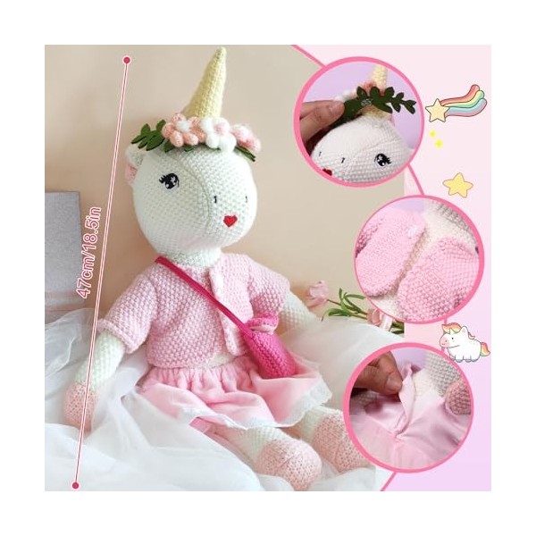 Tacobear Peluche Licorne Cadeau Anniversaire Fille 3-10 Ans Licorne Fille avec Dress Up Accessoires Vêtements à Langer Sac Li