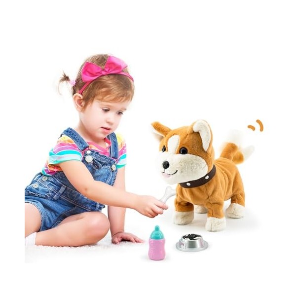 Koonie Chien Interactif, Peluche Interactive Chien Qui Marche Enfant, Jouet Interactif Qui Aboie, sAssoit, Hoche La Tête, Re