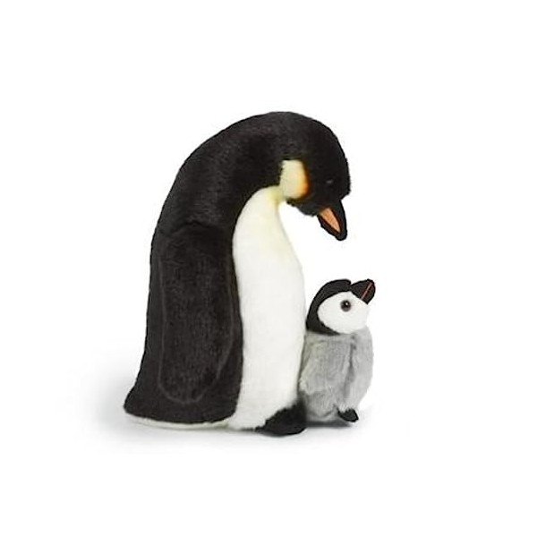 Peluche Living Nature - Pingouin empereur avec poussin 27 cm 