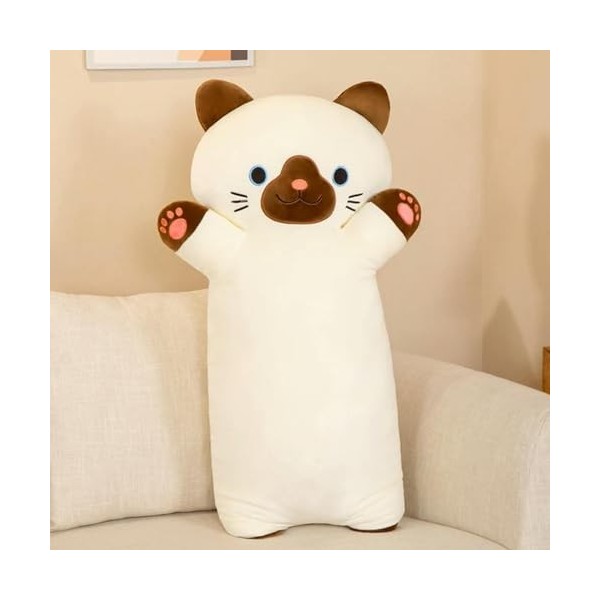 LfrAnk Peluche Siamois Chat Renard Peluche Jouet Kawaii Animal Long Oreiller Canapé Coussin Enfants Fille Cadeau Jouets Fanta