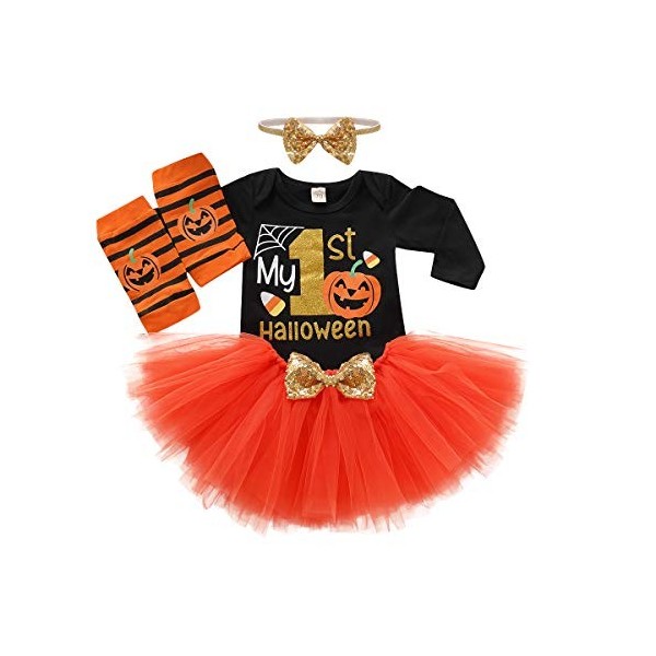 Deguisement Halloween Bebe Fille,Halloween Bébé Mon 1er Robe Bebe Fille,Tenue Halloween Bebe Fille,Pyjama Halloween Bebe Fill