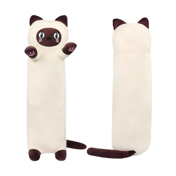 PIDAK Peluche Chat Siamois - Cylindrique - Tube - Kawaii - Fabriqué en Italie - 50/90/110 CM 110 CM - 43 inch 