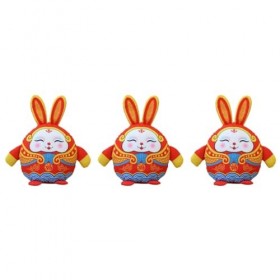 Totority 3Pcs 2023 Peluche Lapin Poupée Lapin Figurine Jouet 2023 Nouvel an Cadeau Zodiaque Lapin Jouet Chinois Nouvel an Lap