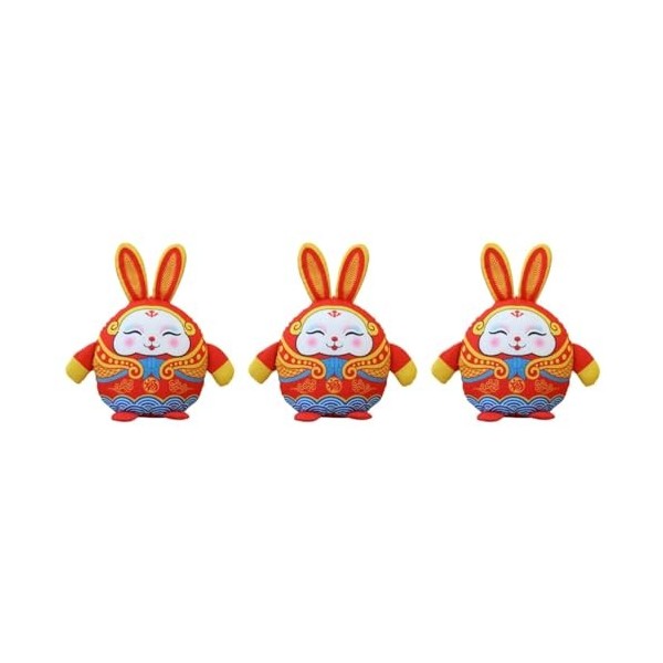 Totority 3Pcs 2023 Peluche Lapin Poupée Lapin Figurine Jouet 2023 Nouvel an Cadeau Zodiaque Lapin Jouet Chinois Nouvel an Lap