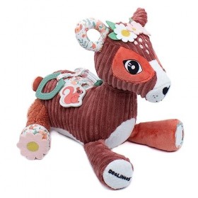 LES DÉGLINGOS Peluche dactivités Bébé, Mélimélos la Biche, Tissu Ultra Doux, Jouets dÉveil Puériculture, Doudou Sonore et T