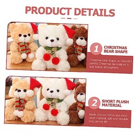 Abaodam 2 Pièces Ours De Noël Cadeau De Fête De Noël Poupée Ours Poupée en Peluche Ours en Peluche du Festival Ours en Peluch