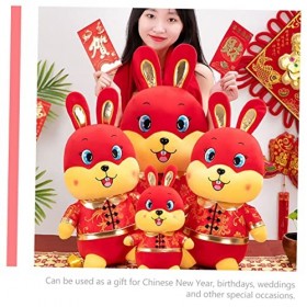 Totority 2 Pièces Poupées De Lapin du Zodiaque Lapin Chanceux Animaux en Peluche Jouet De Lapin Moelleux Lapin Étreignant Ore