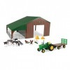 Britains John Deere Hangar de Ferme, Figurines danimaux Compatibles avec Les tracteurs à léchelle 1:32, Convient aux collec