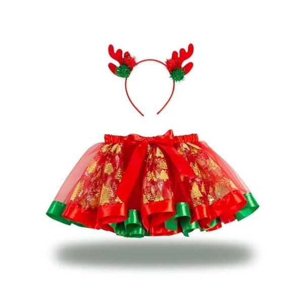 Hifot Robe Noel Fille Noel Tutu et Serre Tete Renne Costume Noel Fille Deguisement Noel Enfant Deguisement Princesse Fille 3-
