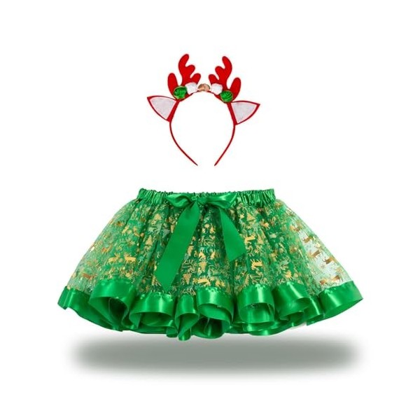 Hifot Robe Noel Fille Noel Tutu et Serre Tete Renne Costume Noel Fille Deguisement Noel Enfant Deguisement Princesse Fille 3-