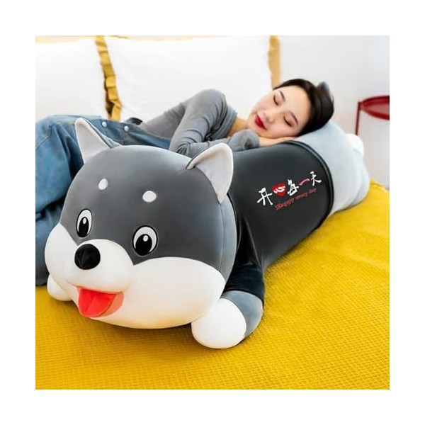 PaMut T-Shirt Husky Oreiller Peluche poupée Doux Husky couché Peluche Jouet Mignon Chien Animal Enfants Cadeau d’Anniversaire