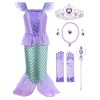 Ohlover Robe Petite Sirène Fille Déguisement de princesse dHalloween 150, Violet avec Accessoires 