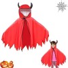 GAROMIA Cape de Diable dhalloween Costume dHalloween pour Enfant Rouge Cape Vampire avec Chapeau Enfants Halloween Deguisem