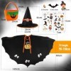 BOFUNX Cape Halloween Enfants Chapeau de Sorcier Pliable Sac Citrouille Autocollant de Visage Cape de Magicien Sac de Bonbons