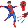 HVIERO Deguisement Spider Enfant 3-12 ans Costume Spider Enfant avec Gant Lanceur Spider Costume Cosplay Halloween Carnaval M