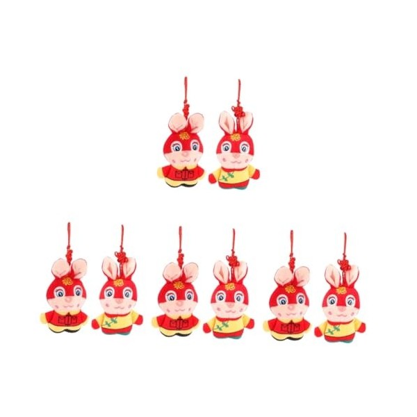 Totority 8 Pcs Lapin Poupée Chanceux Lapin en Peluche Lapin Figurine Jouet Année Chinoise du Lapin Poupée Feng Shui Ornements