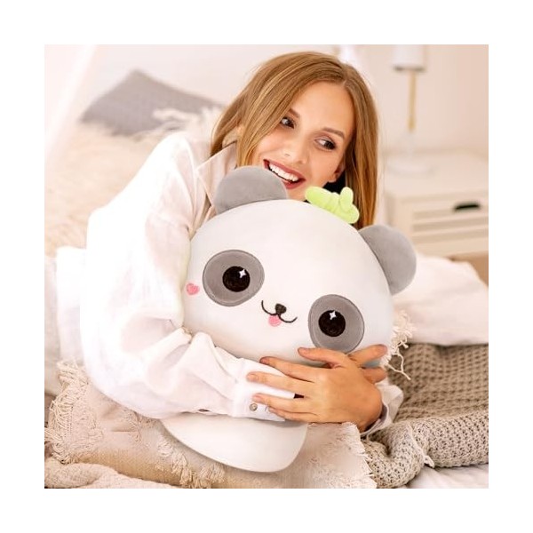 Mewaii 36CM Peluche Oreiller Kawaii Panda de Jouets Forme de Champignon Doux et Confortable Coussins en Peluche - Idéal pour 