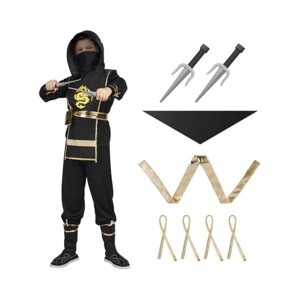 AOOWU Party Vêtements Ninja pour enfants, Déguisement Ninja pour En
