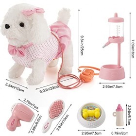 Kdorzos Jouet électronique pour chien avec laisse, jouet électronique en peluche pour chiot, jouet interactif pour fille, mar