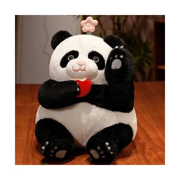 EacTEL Poupée Panda Tenant de la Nourriture Dessin animé Animal Panda Peluche Enfants Cadeau Anniversaire Cadeau de Noël 33cm